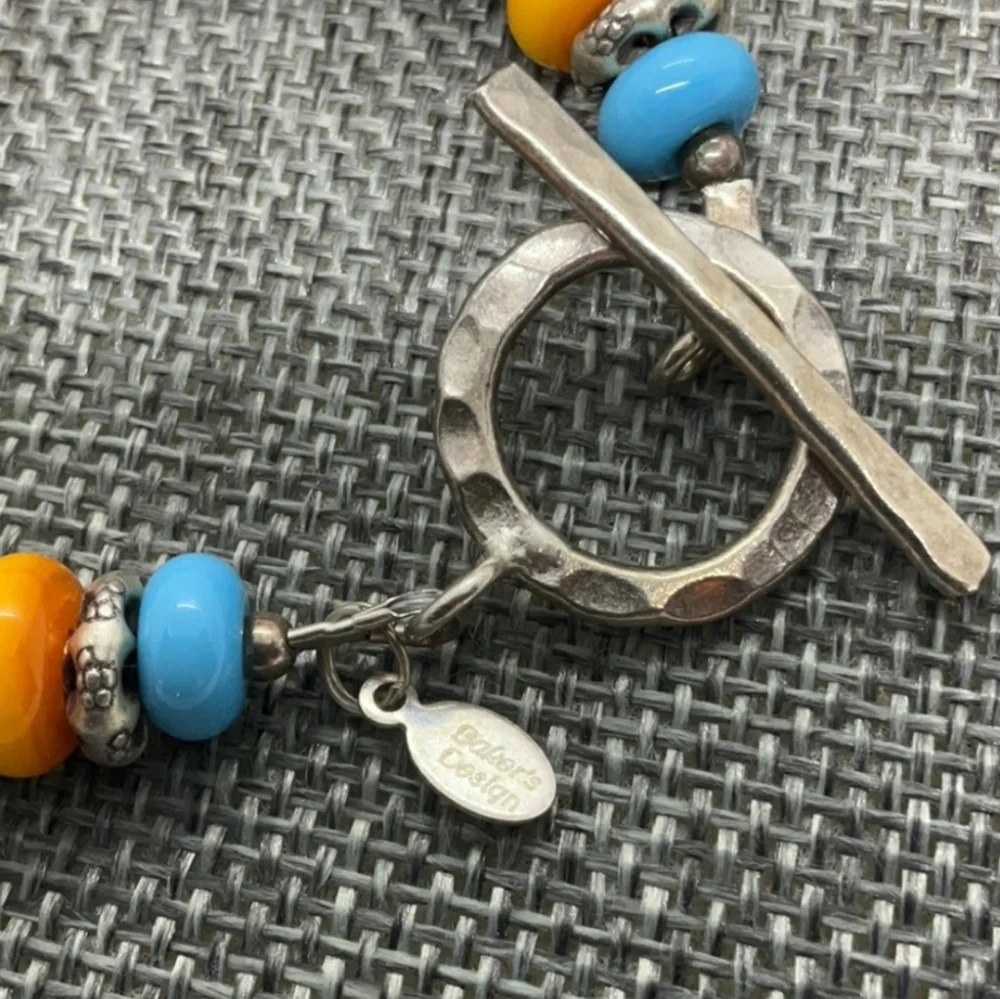 Baker's Design Ceramic silvered drops Beaded Bracelet With Toggle Clasp - Picture 4 of 11